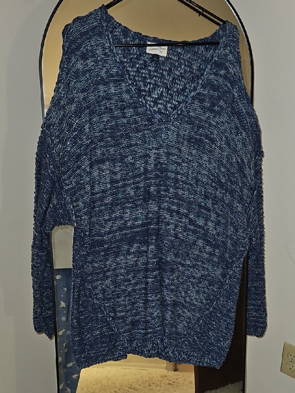 Cozy V-Neck Marled Blue Women's Sweater